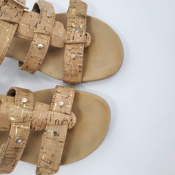 Vionic Radia Cork & Gold Speckled Wedge Strap Slip On Sandals 7 - Picture 6 of 13